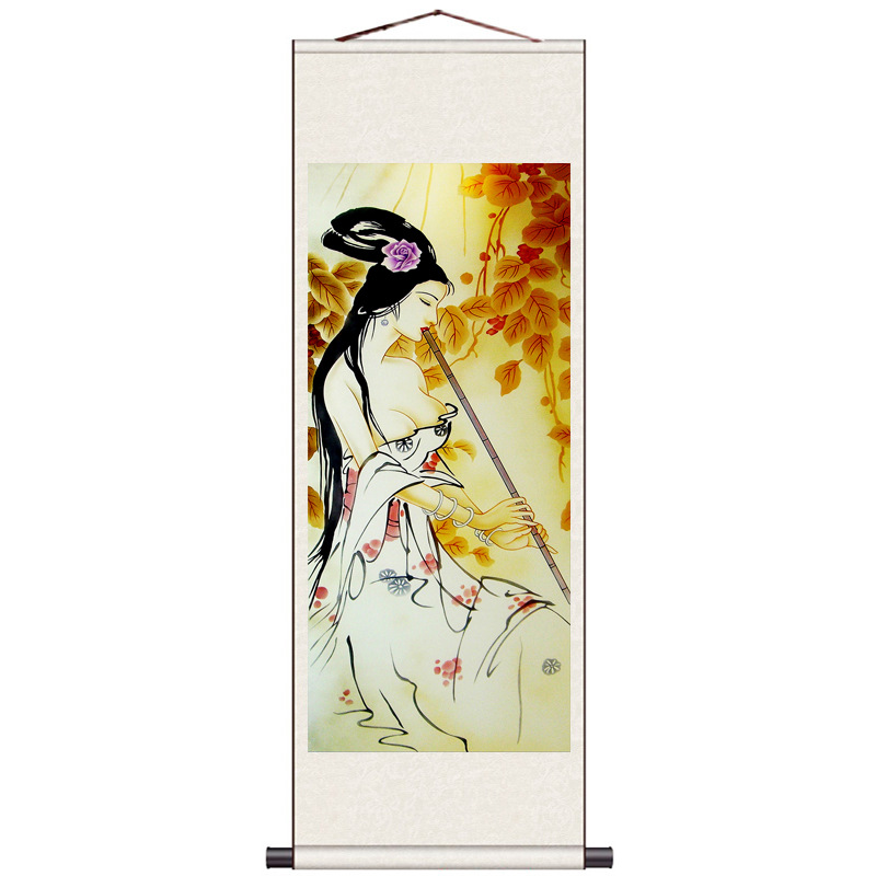 新品嫦娥玉兔人物卷轴画月光嫦娥壁画装饰画酒店包厢挂画中秋礼品