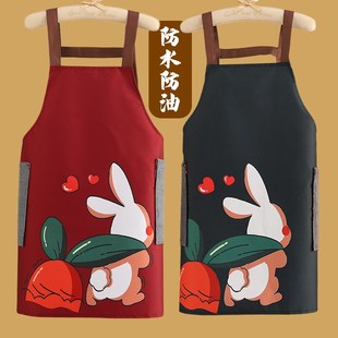 网红卡通可爱餐饮工作服 围裙女厨房家用防水防油做饭围腰2024新款