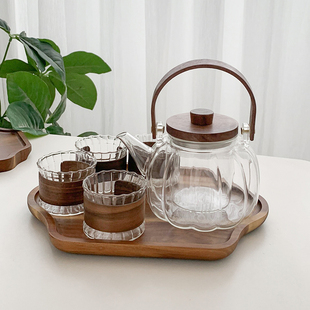 煮茶壶耐高温玻璃壶办公室茶具家用蒸茶泡茶烧水壶茶壶套装 日式