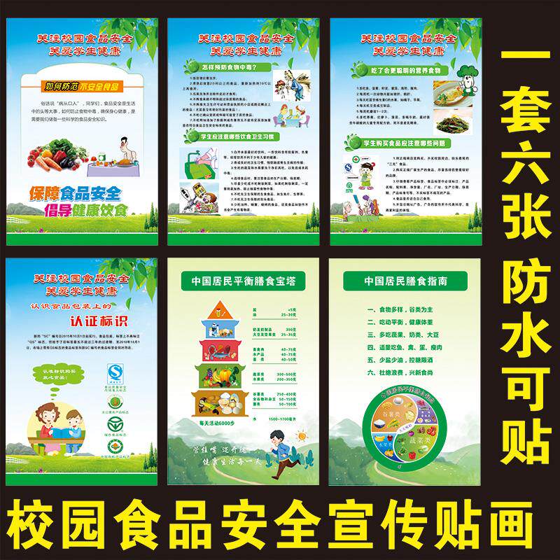 校园食品安全宣传墙贴画挂图中国居民平衡膳食宝塔膳食指南海报