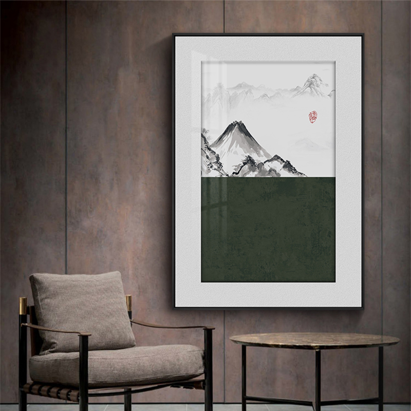 水墨新中式客厅沙发背景墙装饰画梅兰竹菊禅意组合挂画茶室壁画