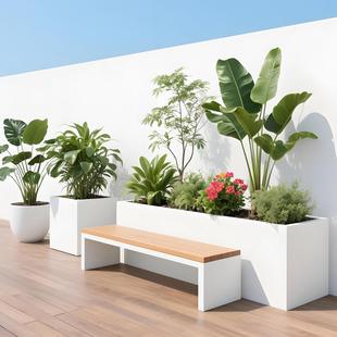 户外不锈钢定制花箱阳台种植箱广场商业街长方形花坛铁艺成品花槽