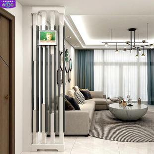 客厅屏风玄关隔断 入户现代简约 轻奢风实木客饭厅间隔柜双面栅栏