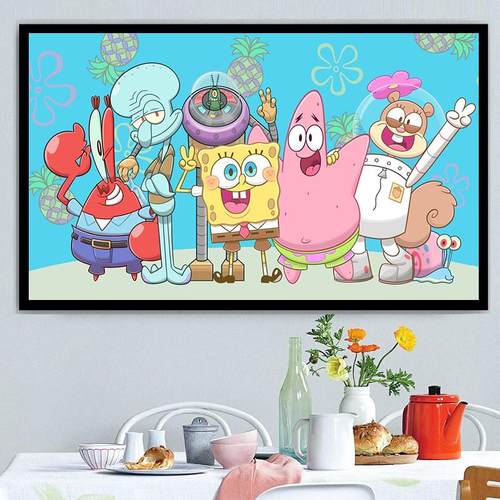 卡通动漫钻石画 画满钻新款2025海绵宝宝儿童贴钻十字绣客厅卧室