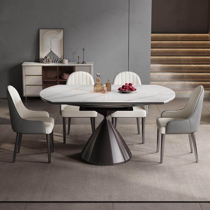 高端岩板伸缩餐桌椅组合圆形家用小户型现代简约可变圆桌吃饭桌子,住宅家具,岩板餐桌,淘宝优惠券,粉丝福利购,淘宝优惠卷