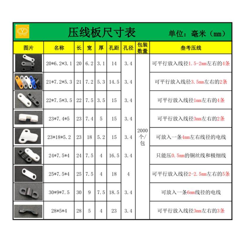 PC压线板 压线片 压线码 塑胶固定片电线固定座 线卡白 厂家直销