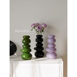 法式中古高级感花瓶玻璃水养鲜花插花摆件客厅餐桌茶几电视柜玄关