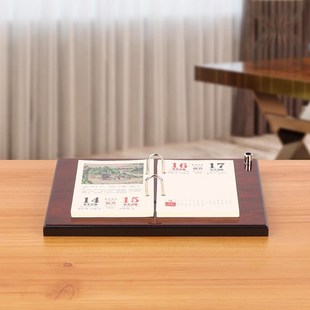 2024年台历架定办公室桌面木质笔筒商务台历摆件日历印logo 新款