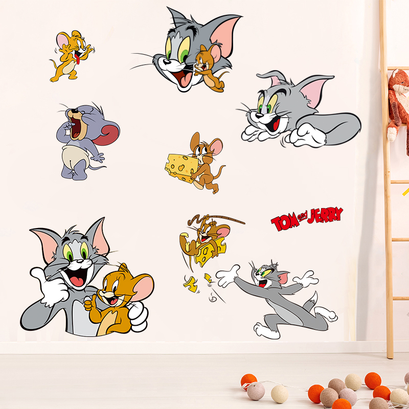 猫和老鼠立体墙贴画卧室儿童房间布置创意客厅墙面装饰自粘贴纸图片