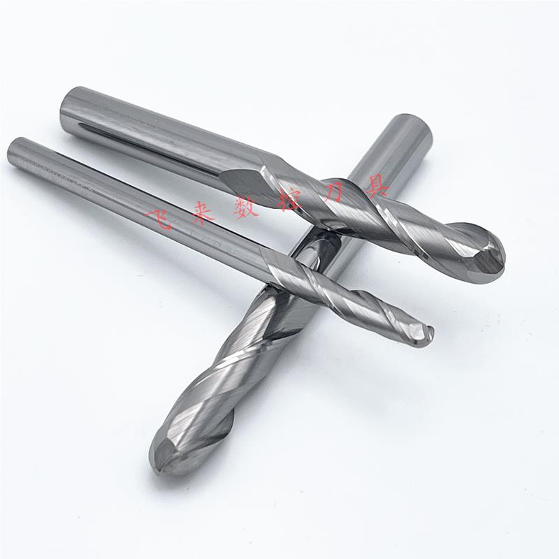 55度铝用钨钢加长刃球刀R3R4R5R6*75 100硬质合金加长球头铣刀2刃