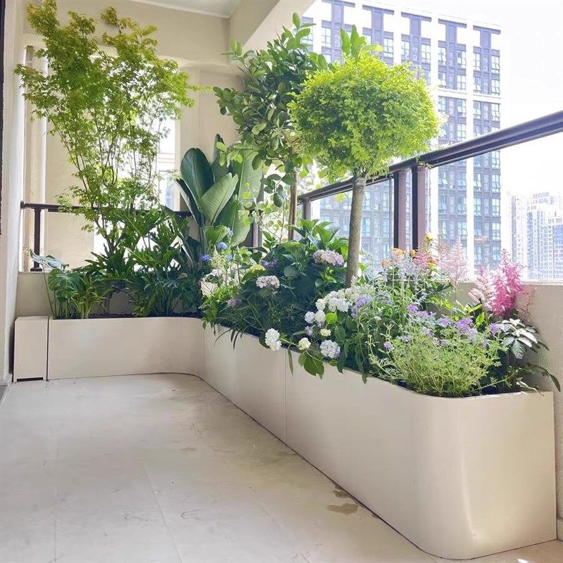 阳台不锈钢花箱室内外定制楼顶转角弧形露台种植箱庭院卡台阶花盆