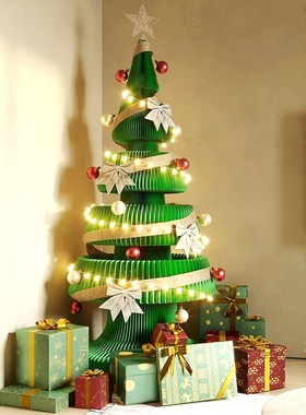 圣诞节装饰圣诞树摆件桌面布置2024新款圣诞折纸装饰场景道具拍摄