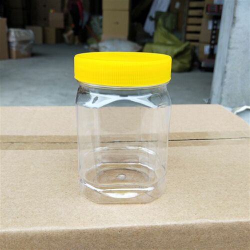 加厚 一斤装蜂蜜瓶 500g蜂蜜瓶 塑料瓶 有内盖 圆形 黄色盖子