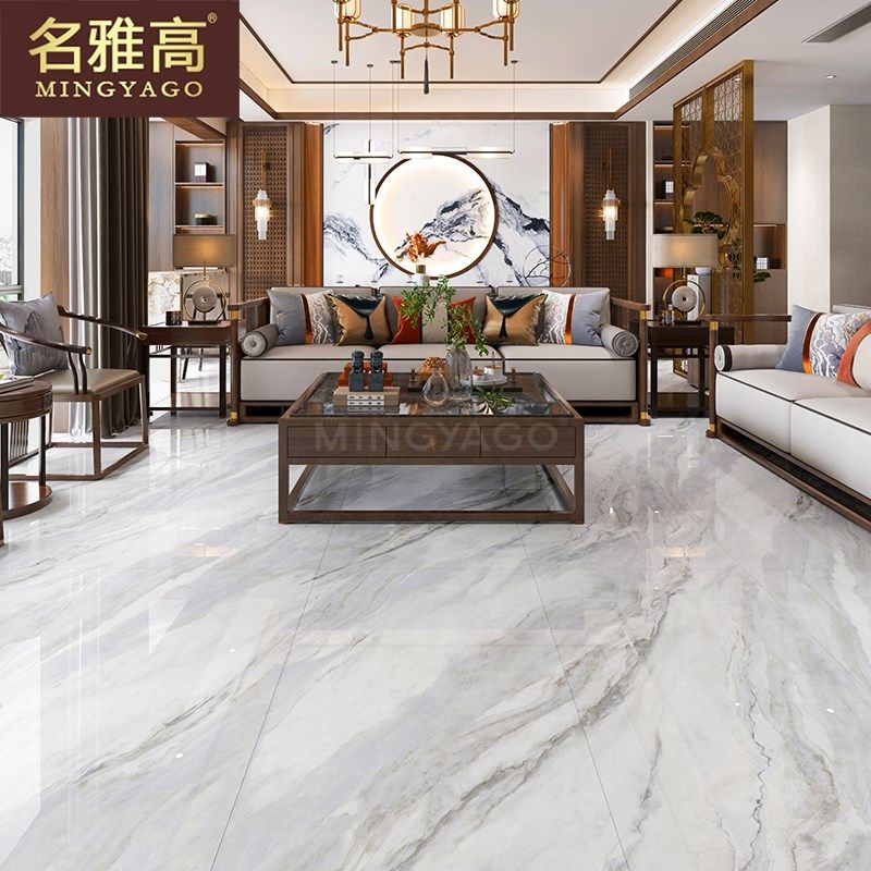 广东高级灰连纹流云水墨纹大理石瓷砖750x1500客厅地砖灰色地板砖