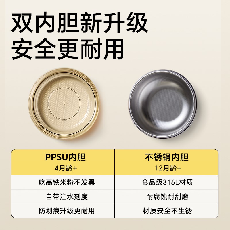 皇宠大眼萌宝宝辅食碗婴儿米粉注水保温碗恒温不锈钢儿童餐具