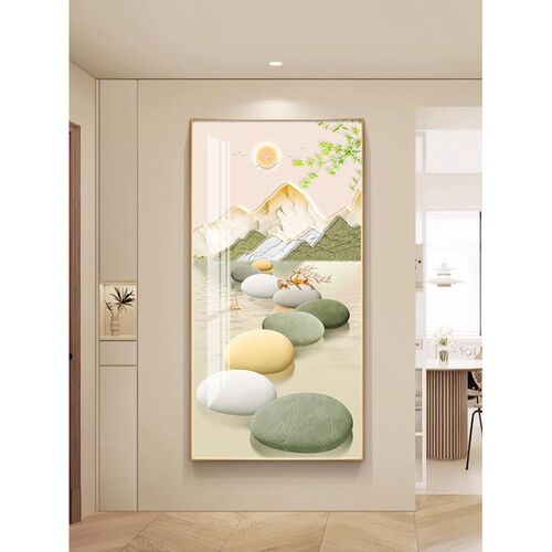 入户门玄关装饰画正对门走廊过道壁画现代玄幻晶瓷竖版幺关挂画