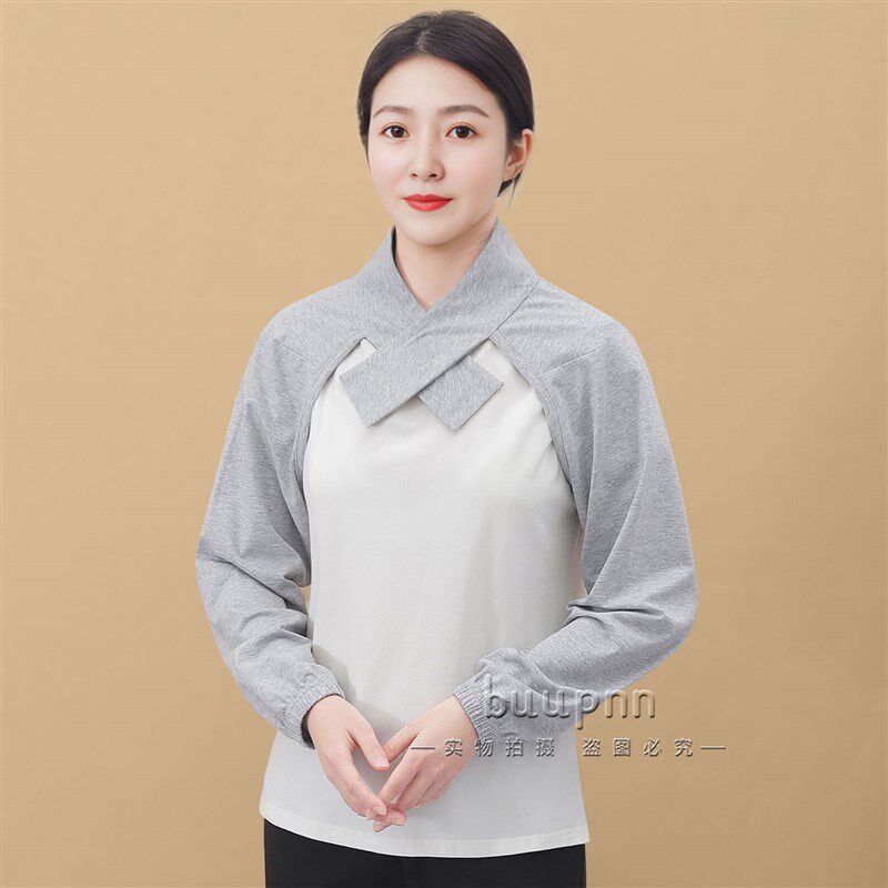 宽松加长防晒袖套女空s调房防风护颈薄款棉质护肩带袖子披肩