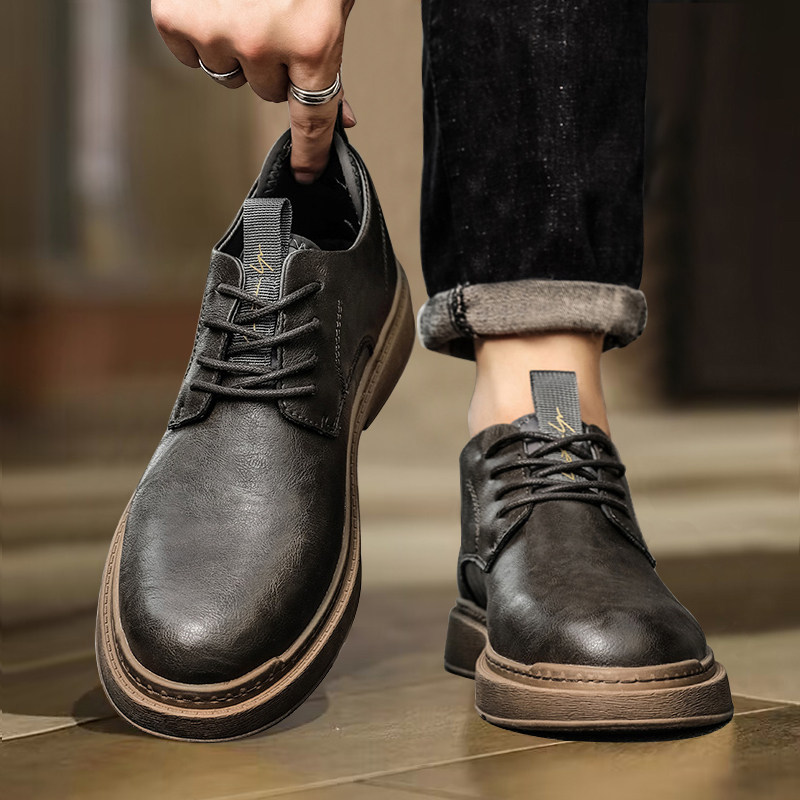 马丁靴男低帮秋季2024新款春秋男鞋软底男士马丁鞋子工装皮鞋男款