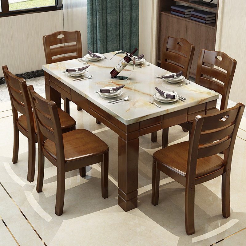 大理石餐桌椅组合实木长方形吃饭桌子家用小户型现代简约客厅方桌,住宅家具,大理石餐桌,淘宝优惠券,粉丝福利购,淘宝优惠卷