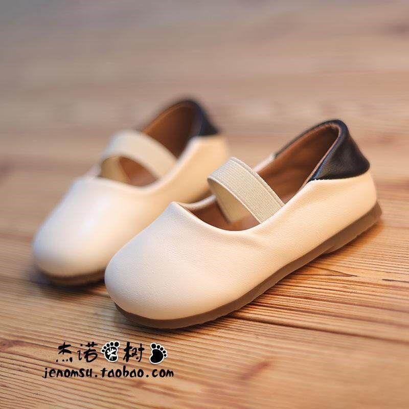 婴儿豆豆鞋d1-2-3-6岁宝宝皮鞋女软底春秋小公主圆头单鞋学步鞋子