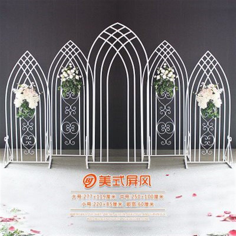 新款婚庆道具铁艺美式屏风 婚礼舞台背景布置装饰摆件摄影摆件