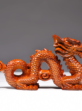 花梨木质五爪龙摆件补角实木雕刻龙生肖龙木龙家居客厅开业送礼品