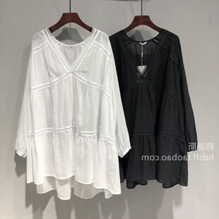 300斤加肥p加大码 防晒衫 纯色V领宽松中长款 透气薄衬衫 长袖 胖mm2