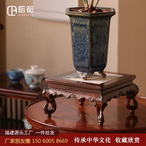 大红酸枝底座独板小叶紫檀红木中B式榫卯香几陈设盆栽花几花架案
