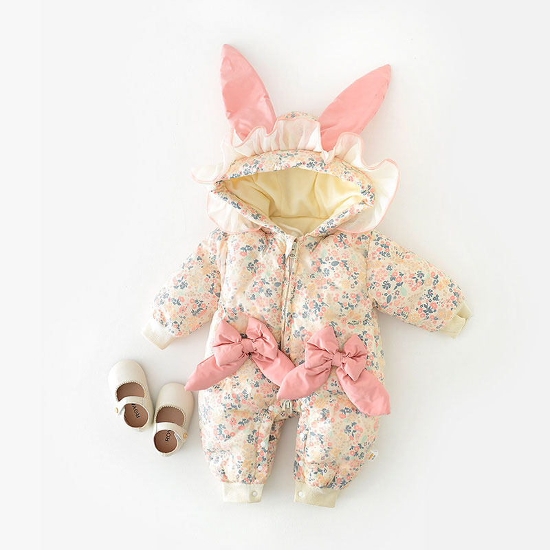 婴儿连体衣冬季加绒加厚碎花女宝宝哈衣带帽爬服冬款棉衣棉服外穿,童装/婴儿装/亲子装,连身衣/爬服/哈衣,淘宝优惠券,粉丝福利购,淘宝优惠卷