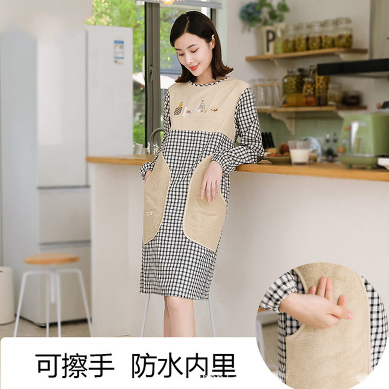可擦手围裙工作服棉布纯棉透气大人护衣厨房时尚罩衣长袖防水防油,家庭/个人清洁工具,围裙,淘宝优惠券,粉丝福利购,淘宝优惠卷