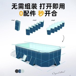 吱哩吱哩免充气游泳池儿童家用成人婴宝宝小孩可折叠大型支架水池