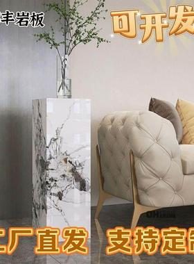 轻奢石材高级巨型客厅电视柜装饰品大件玄关落地摆件岩板花架底座