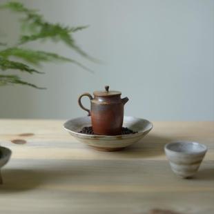 盖碗茶壶壶托茶点盘功夫茶具 向美粗陶壶承干泡台茶承蓄水家用日式