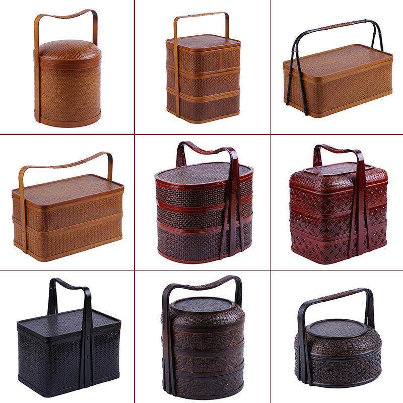 精品竹编茶具收纳盒便携旅行竹提篮茶道茶盘中式双层家用食盒包邮,特色手工艺,竹编/竹雕,淘宝优惠券,粉丝福利购,淘宝优惠卷