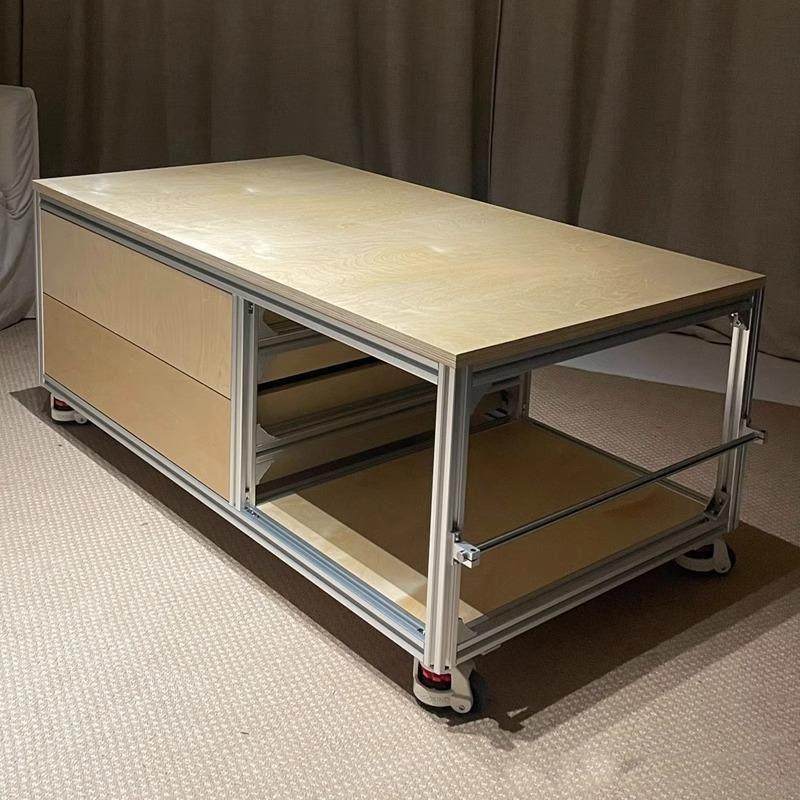 工业风铝型材现代茶几桦木海洋板茶台移动矮桌餐边柜方形桌子客厅,住宅家具,茶几,淘宝优惠券,粉丝福利购,淘宝优惠卷