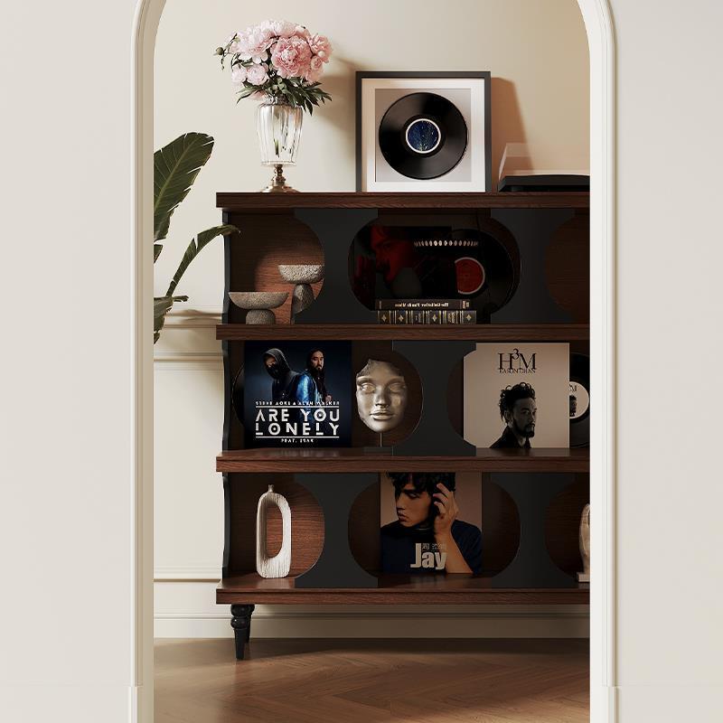 复古实木展示柜餐边柜玄关柜客厅书柜书架置物装饰柜整面墙书柜子