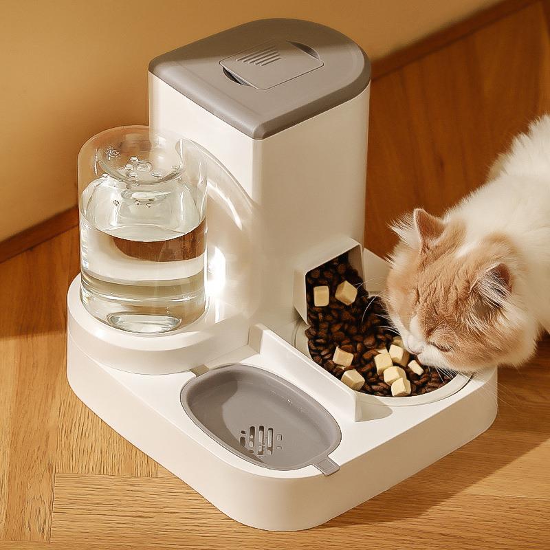 猫咪自动喂食器饮水机陶瓷双碗猫粮食盆狗狗饮水机二合一宠物用品