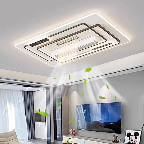 客厅吊扇灯2025新款现代简约大气全光谱护眼无叶风扇吸顶灯