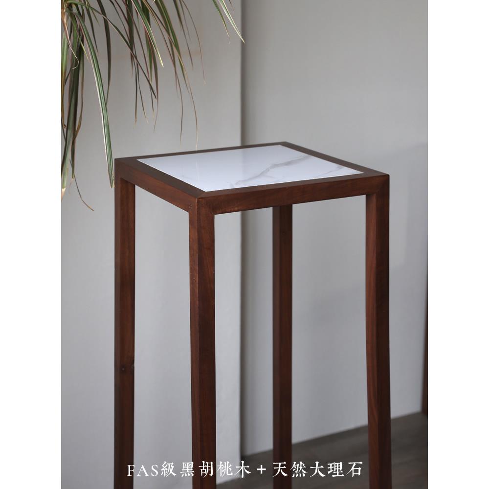 黑胡桃纯实木花架客厅中式置物架大理石花几可室内现代艺术盆景架