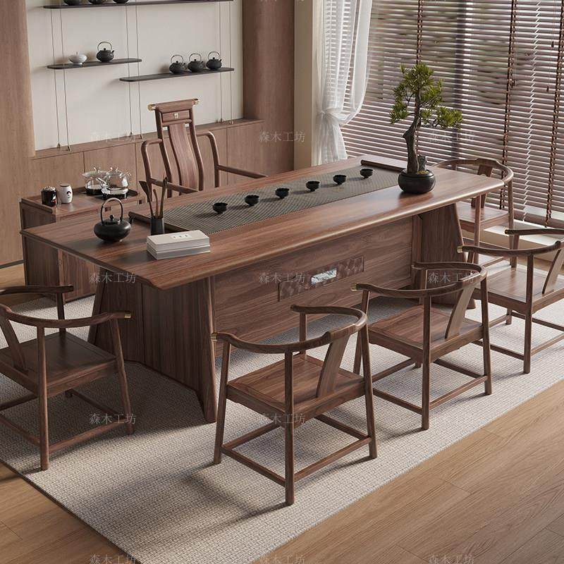 乌金木原木实木大板茶桌椅组合新中式家用办公室茶几禅意干泡茶台,住宅家具,茶几,淘宝优惠券,粉丝福利购,淘宝优惠卷