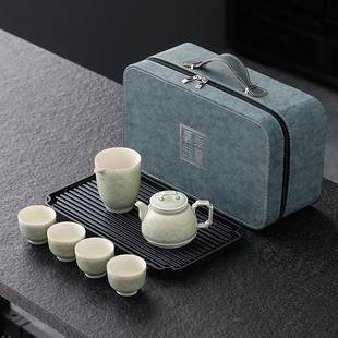 家用轻奢高档陶瓷盖碗办公室会客泡茶壶茶杯 钧窑功夫茶具旅行套装