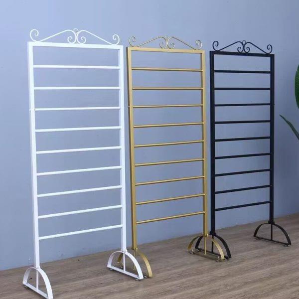 落地置物架花丝带收纳丝巾架铁艺样品可拆卸布料展示架店架子多层