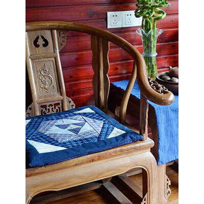 中式家居上海手织布手工土布玫瑰花拼布坐垫椅垫櫈垫沙发垫