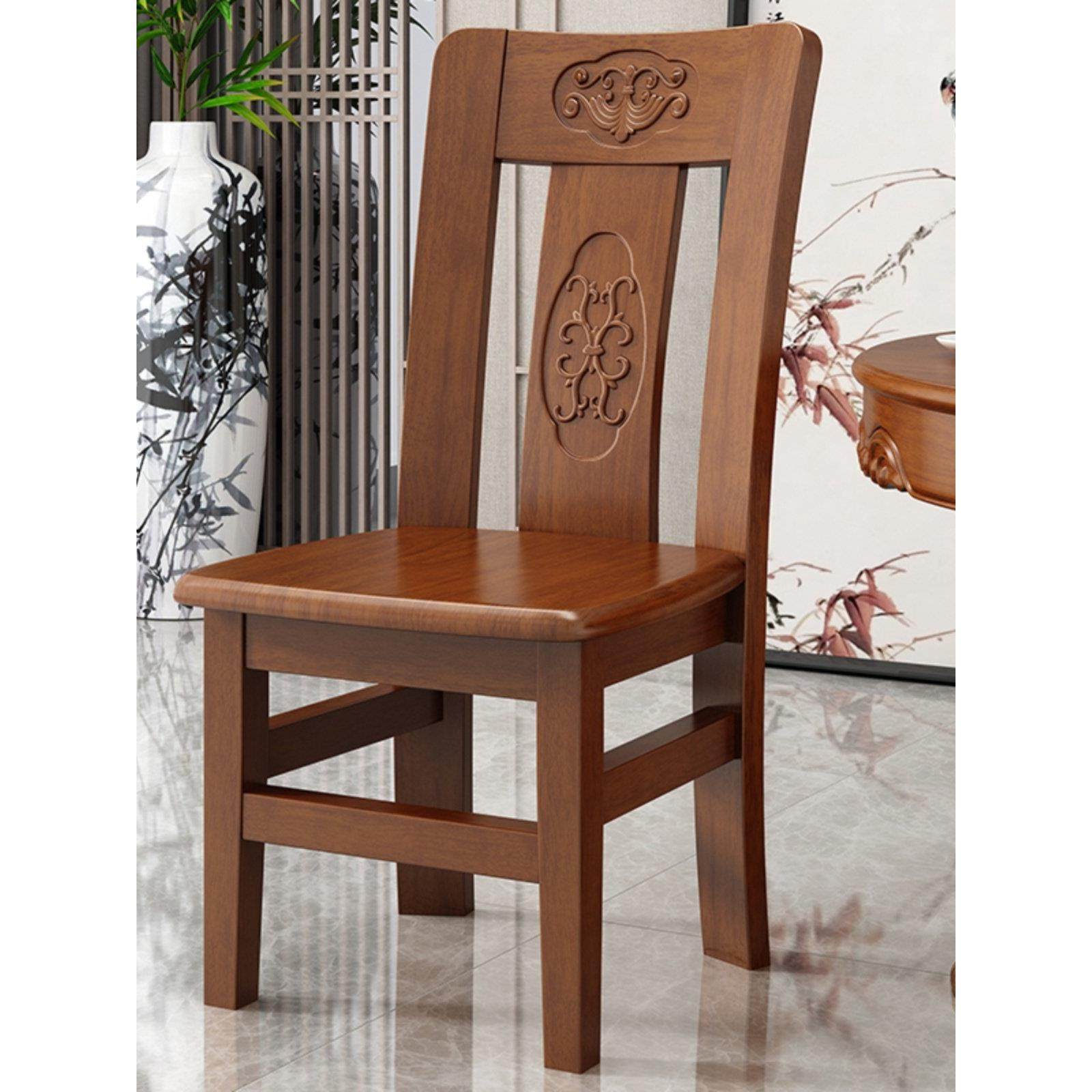 全实木椅子靠背椅餐厅宴请家用中式彷古雕花椅加厚饭店酒店餐桌椅