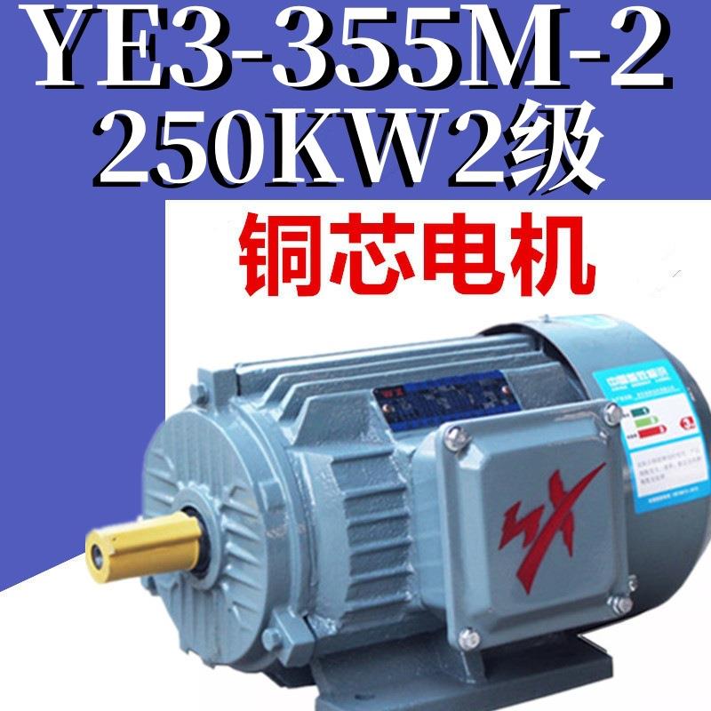 250KW2级电机YE3-355M-2极三相异步电动机铜线二级电机YVF2