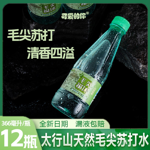 【网红推荐】天然毛尖苏打水366ml*12瓶装0糖0卡解渴饮用水
