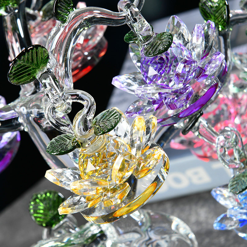 大小号水晶莲花树摆件家居客厅电视机酒柜装饰品乔迁开业结婚礼物