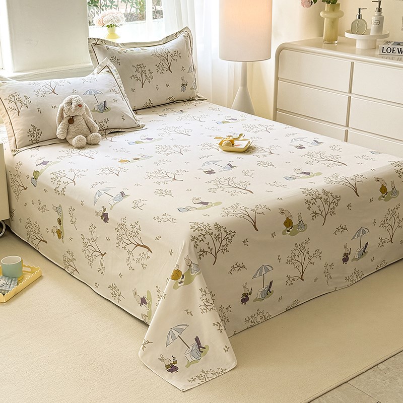 加厚纯棉磨毛床单单件100全棉a类母婴级儿童被单单人女孩宿舍睡单