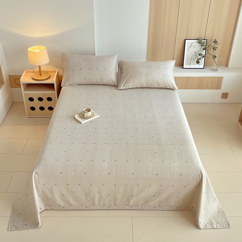 简约A类夏季老粗布床单单件100全棉凉席被单三件套单人两件套