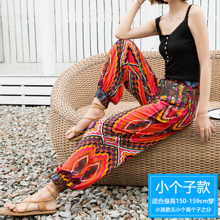 睡裤女大码棉绸人造棉薄款夏季灯笼裤可外穿防蚊裤度假沙滩长裤女